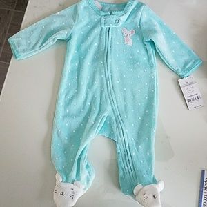 Carters Terry Zippered Footie Mouse